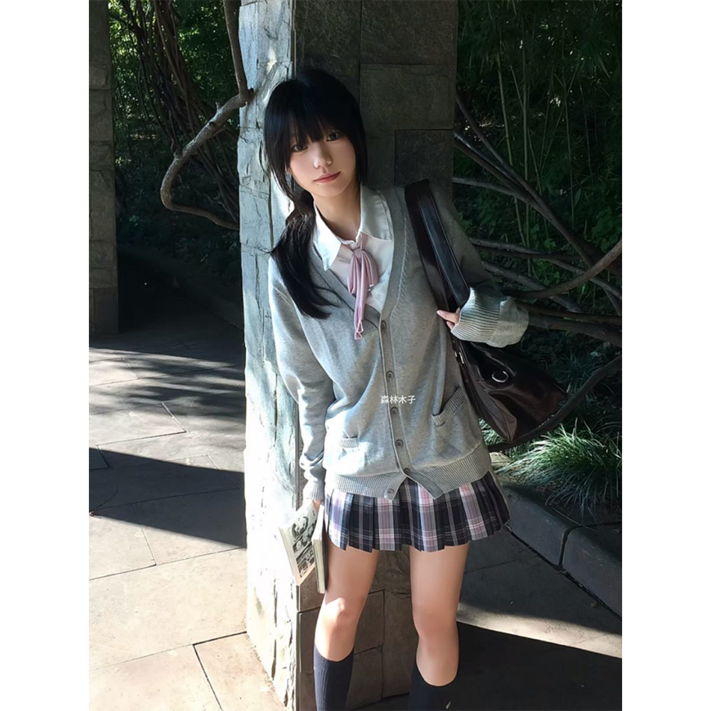 秋冬制服原创JK格裙短裙软妹套装针织长袖毛衣开衫外套叠穿学院风