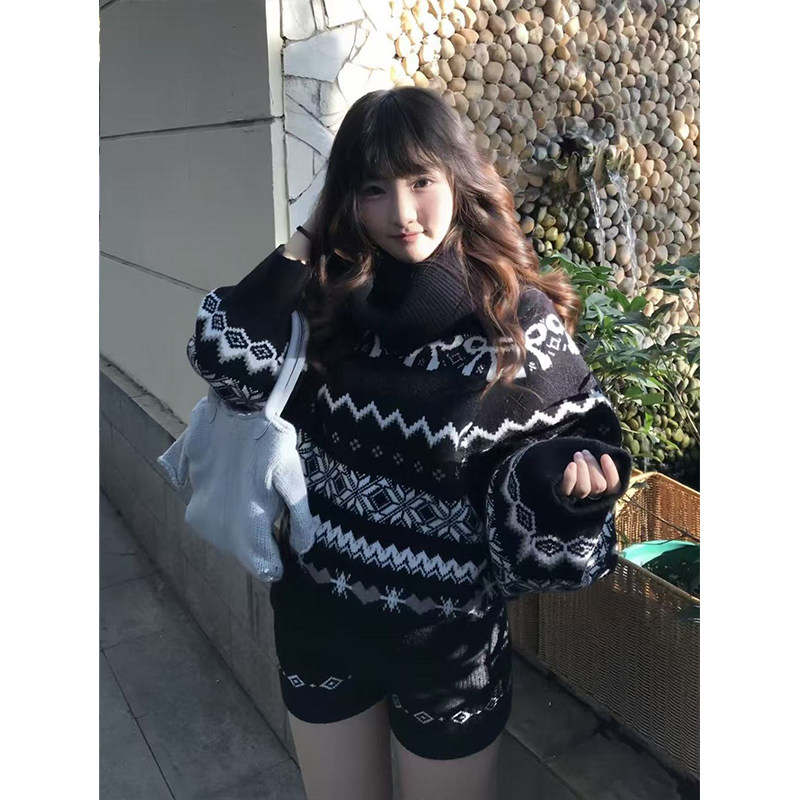 圣诞超好看蝴蝶高领费尔岛毛衣女学生针织短裤时尚感秋冬两件套装,女装/女士精品,时尚套装,淘宝优惠券,粉丝福利购,淘宝优惠卷