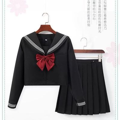 少女套装原创JK制服基础款水手服绀色黑色长短袖日系校服百搭JK裙