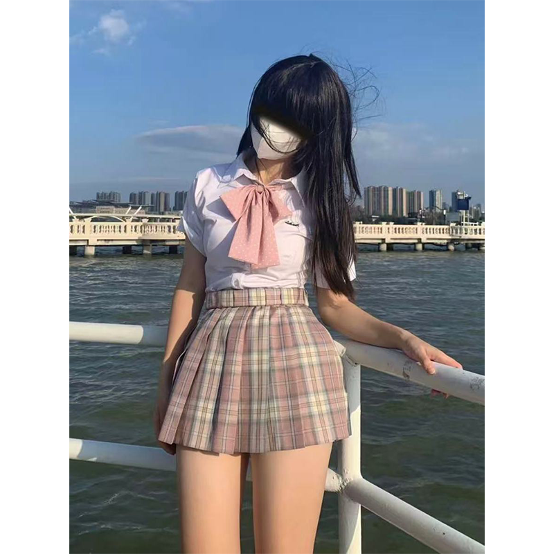 JK制服学院风小岛短袖白色衬衣纯欲风夏季短袖春时短裙JK夏季套装