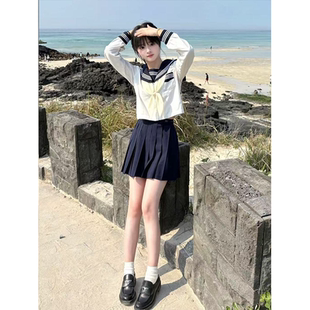 上衣学院风中间服JK短裙 原创jk制服夏季 正版 水手服绀领长短袖 衬衫