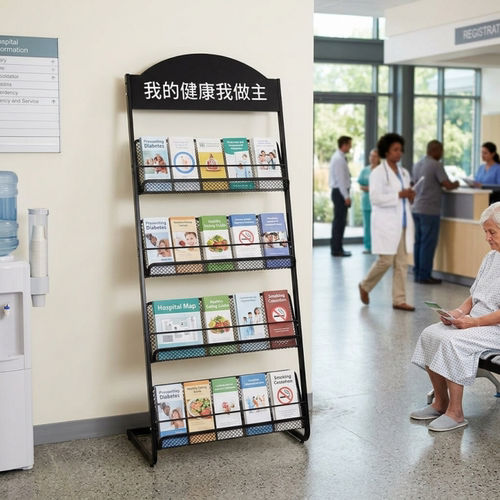 医院卫生栏门诊活动中心老年活动室报刊架杂志架健康宣传栏展架