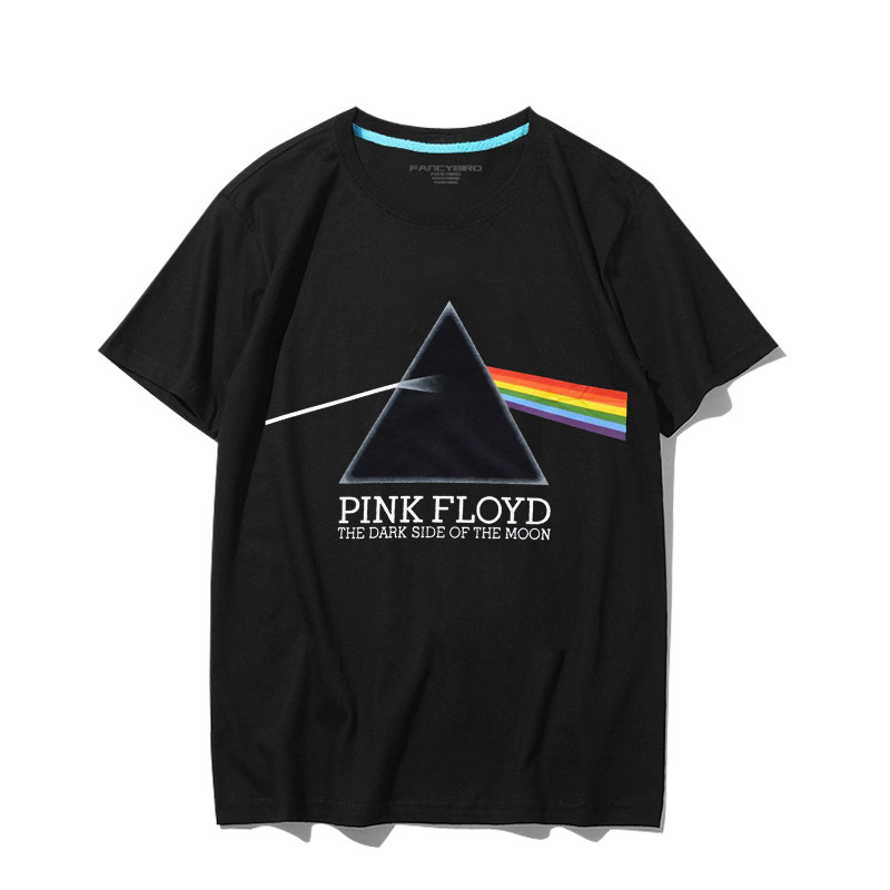 pinkfloyd平克弗洛伊德乐队月之暗面欧美印花周边纯棉短半袖t恤男
