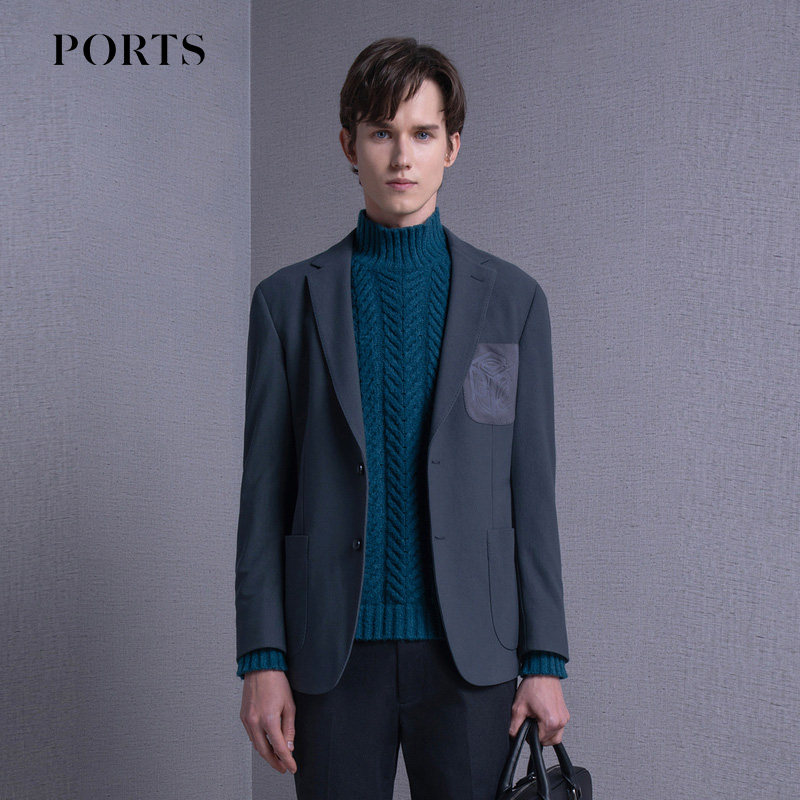 PORTS宝姿男装秋季经典商务针织西装外套MM9L106NWO018
