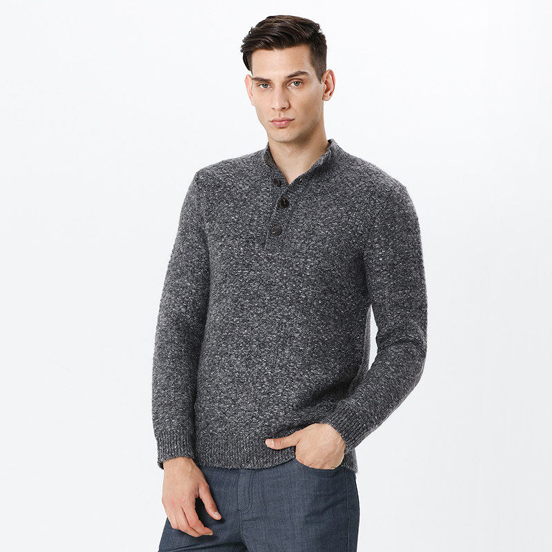 PORTS宝姿工厂店男装2023秋季半高领长袖套头毛衣 MN9K083BKX003