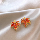 红色枫叶新年耳钉女2025新款 高级感气质大气耳饰品设计感耳环 爆款