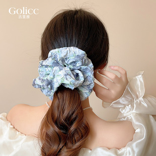 莫奈花园油画超大大肠发圈橡皮筋女扎头花头绳2025新款 高级感发绳