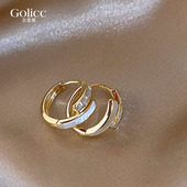 古里雅双层贝壳锆石耳环女2026新款 高级感耳圈巨好看耳扣耳饰 爆款