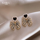 小香风珍珠蝴蝶结耳环女爱心耳钉2025新款 小众设计高级感耳饰 爆款