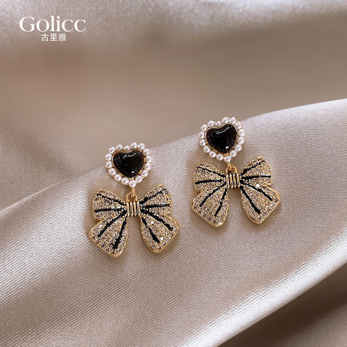 珍珠蝴蝶结耳环爱心小香风气质