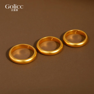 古法沙金素圈戒指女轻奢高级感尾戒2026新款爆款巨好看的指环小众