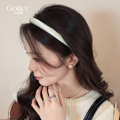 彩色缎面细边框发箍发饰高级感