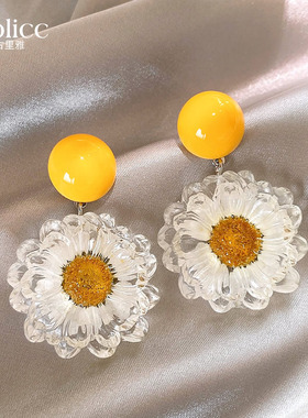 古里雅2026新款爆款高级感黄色耳环女轻奢小众耳钉精致夸张耳饰品