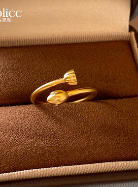 金色莲蓬莲花戒指小众设计高级感