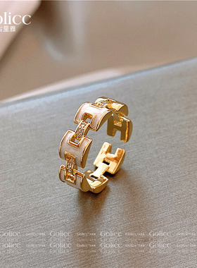 字母H素圈戒指女款小众高端开口戒2026新款爆款冷淡风食指戒首饰