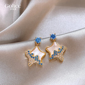 爆款 适合夏天 蓝色贝壳海星耳钉女独特耳环度假风耳饰2025年新款