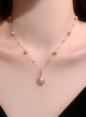 曼塔玫瑰色珍珠项链高档高级感