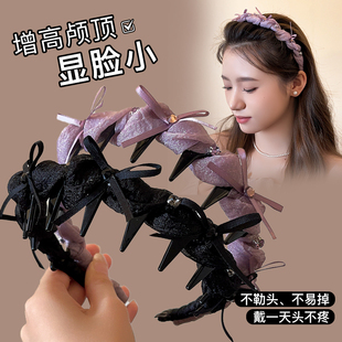 韩系水钻蝴蝶结带齿发箍女款洗脸头箍高颅顶碎发整理神器头饰发饰