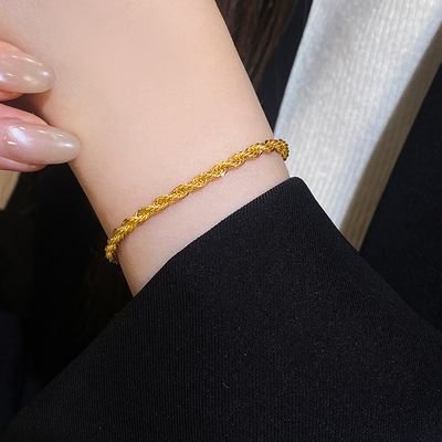 金色麻花编织手链轻奢小众精致