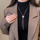 银色长款 烟花可调节项链女秋冬大气高档高级感轻奢毛衣链叠戴配饰