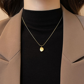 金色字母钛钢项链毛衣链锁骨颈链配饰女款 高级感小众轻奢2026新款