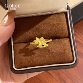 沙金碎碎冰小马钱币扭纹戒指女轻奢高级感指环小众设计本命年尾戒