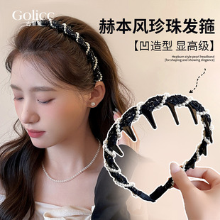 赫本风黑色珍珠环绕发箍女高级感轻奢头饰2026新款高颅顶蓬松神器