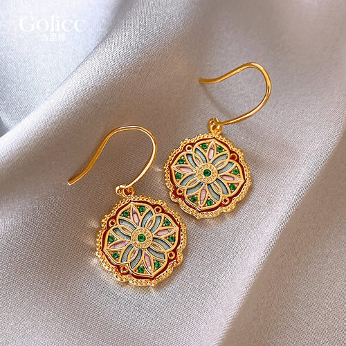 轻奢高级感气质莫奈花园油画耳环