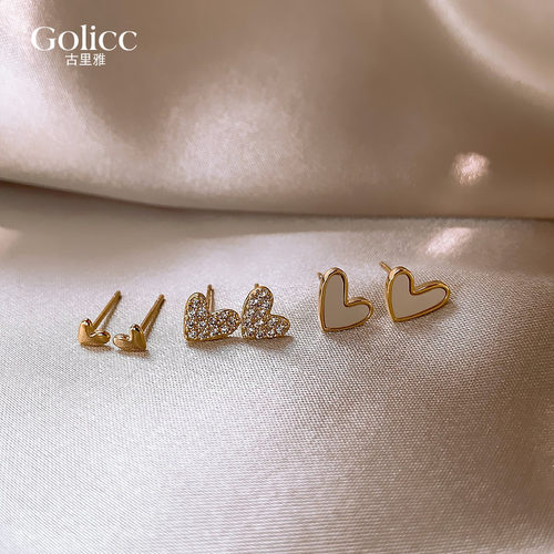 爱心耳钉轻奢小众睡觉免摘耳饰