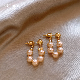 前后式 925纯银针香槟色珍珠耳环女小众设计流苏耳钉精致独特耳饰