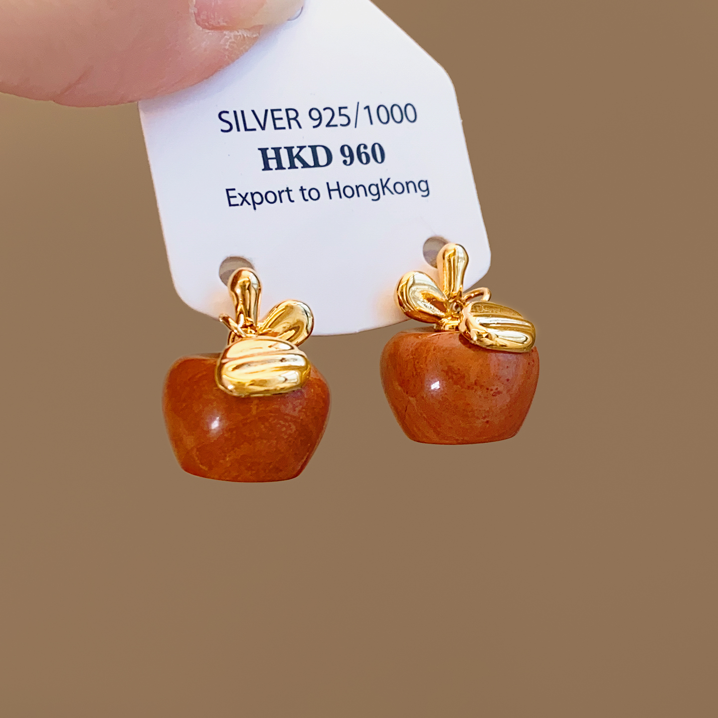 金色小苹果耳钉高级感轻奢耳环