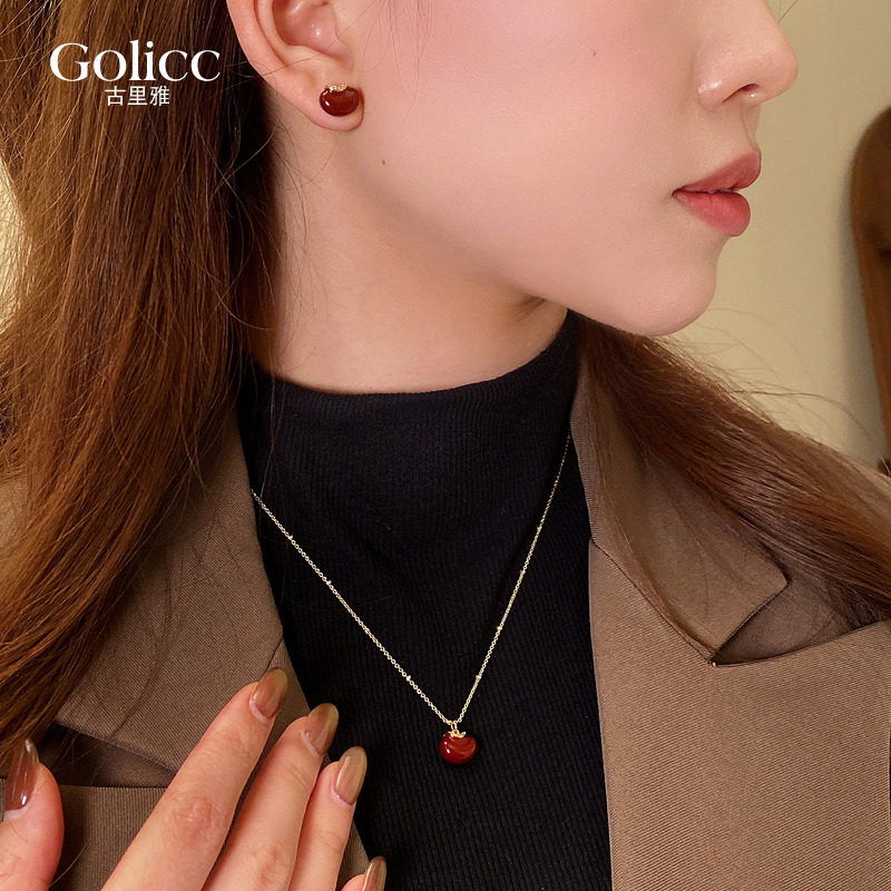 相思红豆珍珠吊坠项链轻奢高级感