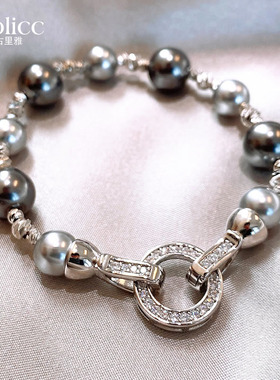 灰色珍珠手链女款轻奢小众精致手串2025年新款轻奢高级感串珠手饰