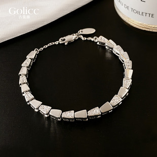 银色几何棱形锆石串珠手链女轻奢小众精致高级感手串2025新款 手饰