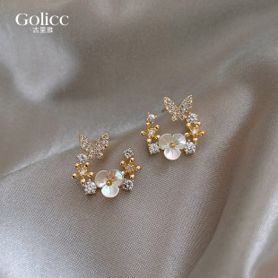 花蝴蝶耳环女2026新款 耳钉925纯银针耳饰小众高级感气质饰品 爆款