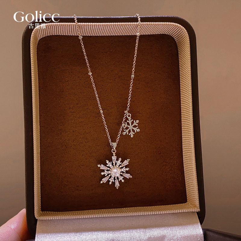 银色锆石双雪花串珠项链女高级感轻奢小众毛衣链秋冬2026新款配饰,饰品/流行首饰/时尚饰品新,项链,淘宝优惠券,粉丝福利购,淘宝优惠卷