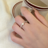 不规则碎银子珍珠戒指女饰品小众设计高级食指戒2026新款 配饰 爆款