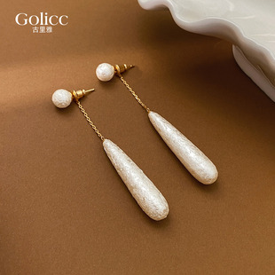 棉花珍珠长款水滴耳坠耳环女轻奢高级感耳饰适合冬天的耳钉巨好看