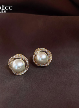螺旋珍珠耳钉女2026新款爆款耳环高级感耳夹轻奢气质大气新年耳饰