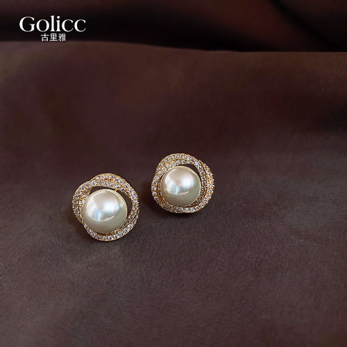 古里雅高级设计感螺旋珍珠耳环