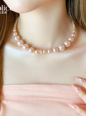 佛罗伦萨紫色珍珠项链轻奢高级感