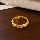 古法沙金珐琅彩开口戒指女轻奢高级感食指环2025新款 设计小众 爆款