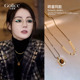 双层虎眼石长项链女2026新款 叠戴毛衣链高级感轻奢小众配毛衣配饰