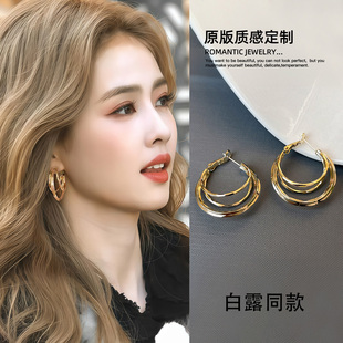 耳饰 高级感轻奢耳钉适合冬天 金色耳圈女素圈圈耳环2025新款 爆款