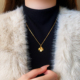 沙金四叶草项链女2026新款 秋冬高级感气质轻奢小众搭配毛衣 饰品
