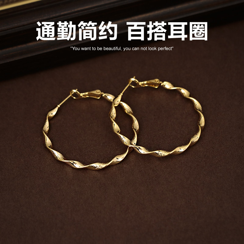 扭纹圈圈耳环轻奢高级感气质大气