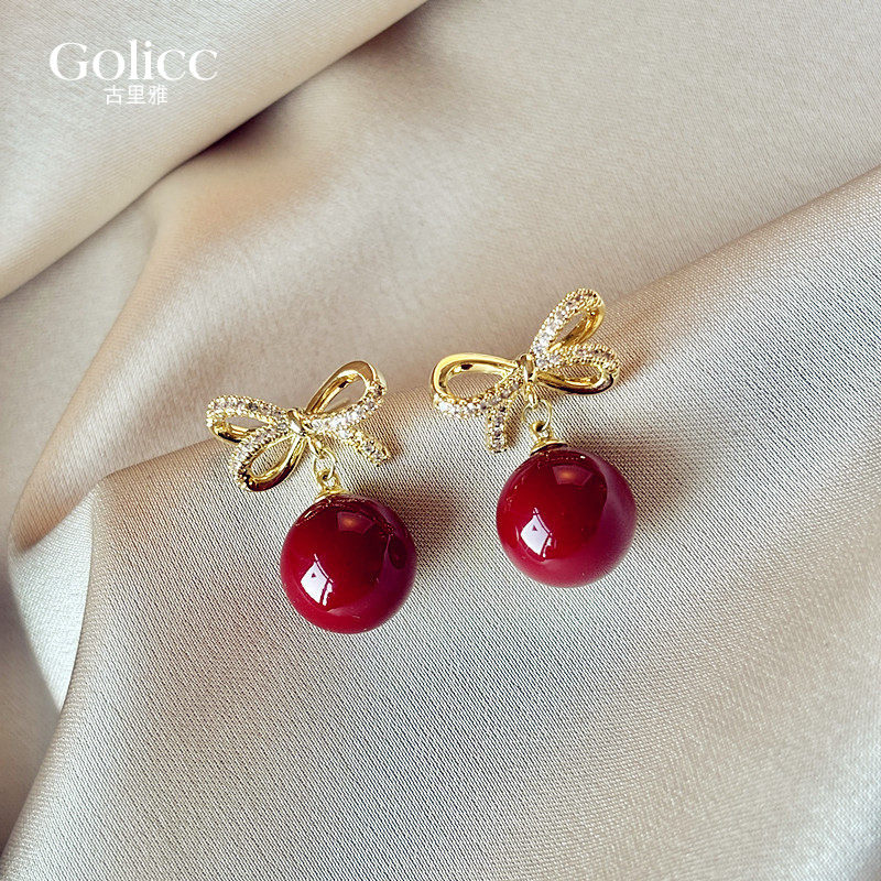 红色珍珠蝴蝶结耳环女轻奢高级感耳钉新年巨好看耳饰2026新款爆款,饰品/流行首饰/时尚饰品新,耳环,淘宝优惠券,粉丝福利购,淘宝优惠卷