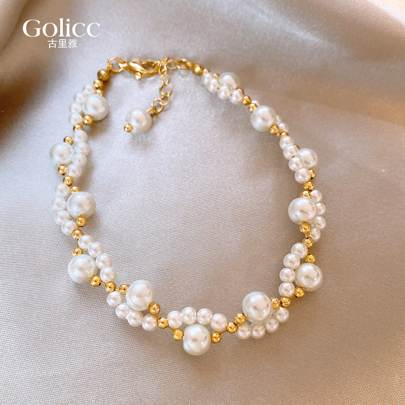 金色珍珠串珠手链轻奢小众精致