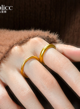 沙金素圈食指戒指轻奢高级感指环