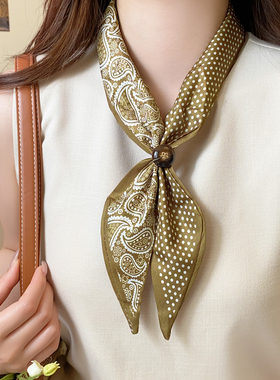 腰果花波点抽拉调节项链系脖领巾